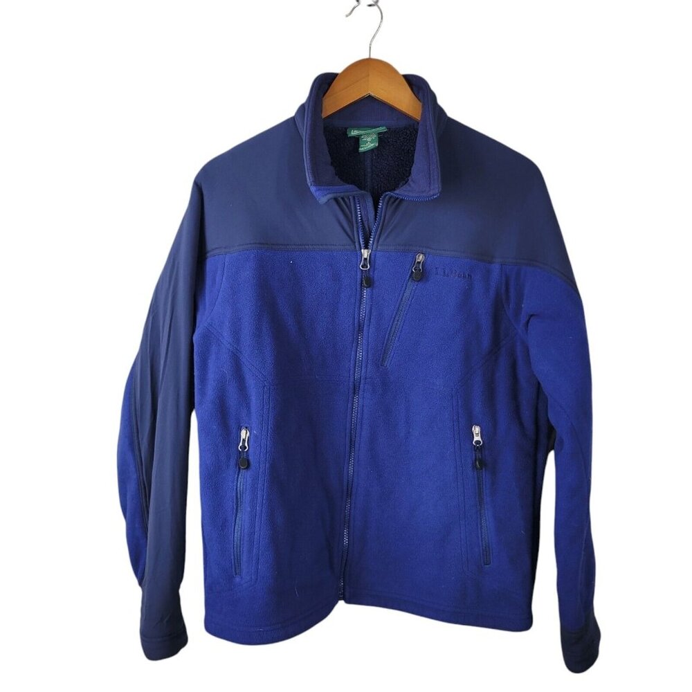 L.L. Bean Blue Full Zip Pocket Outdoor Fleece Jacket Size Small Layering Thermal